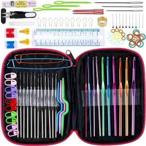 100pc Crochet Hooks Set with Full Knitting Accessories and Bag