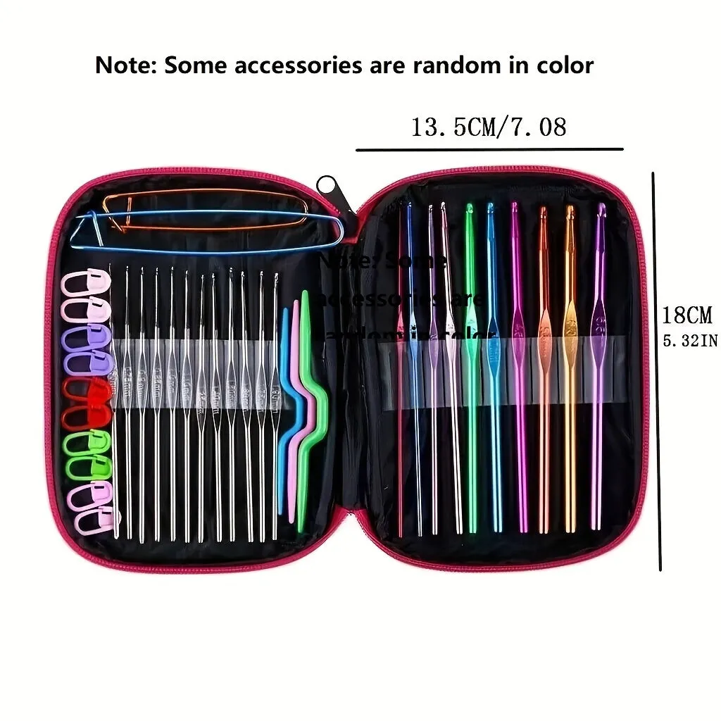100pc Crochet Hooks Set with Full Knitting Accessories and Bag