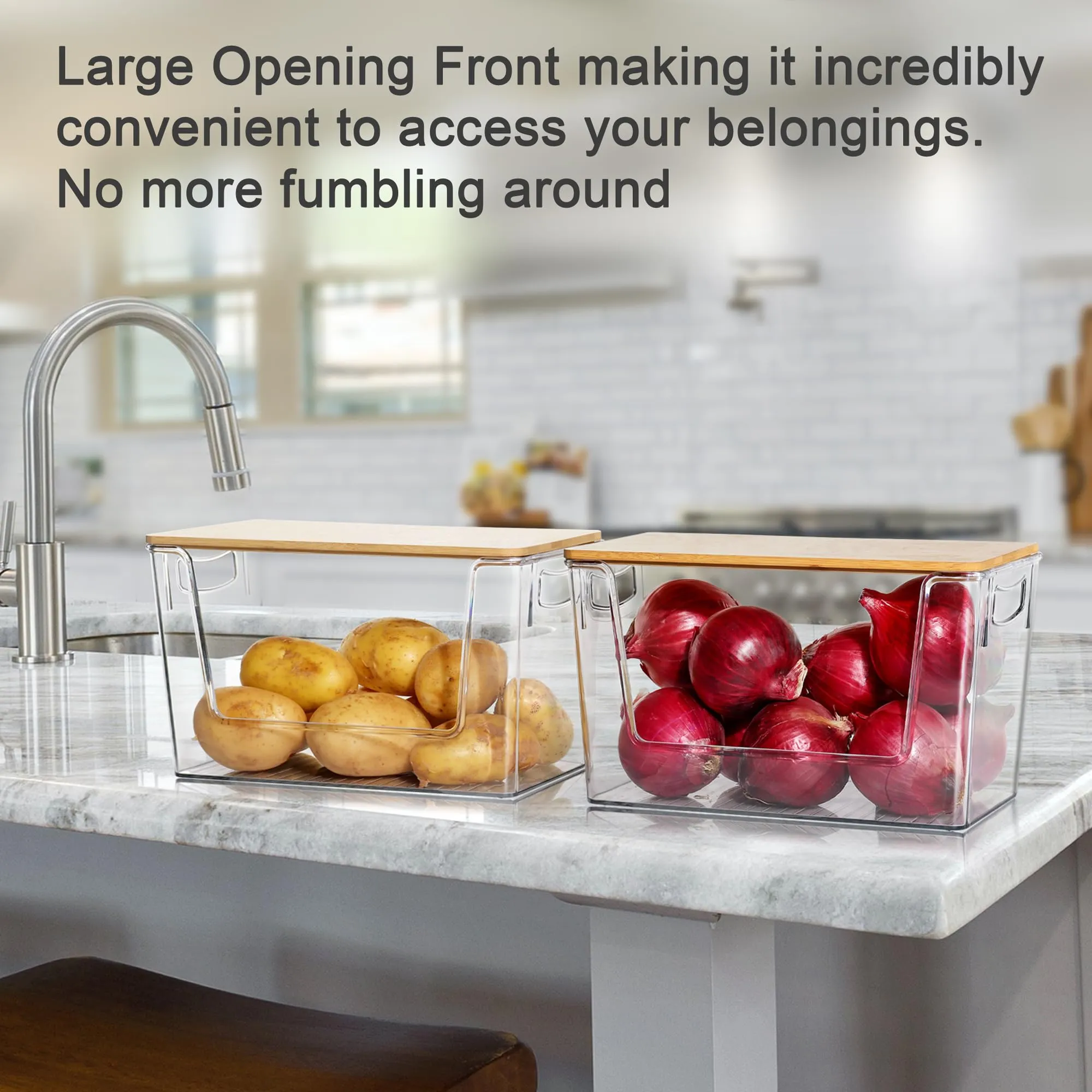 2 Set Pantry Organizer Storage Stackable Kitchen Laundry Organizers for Onion, Potato, Fruit, Produce, Vegetable