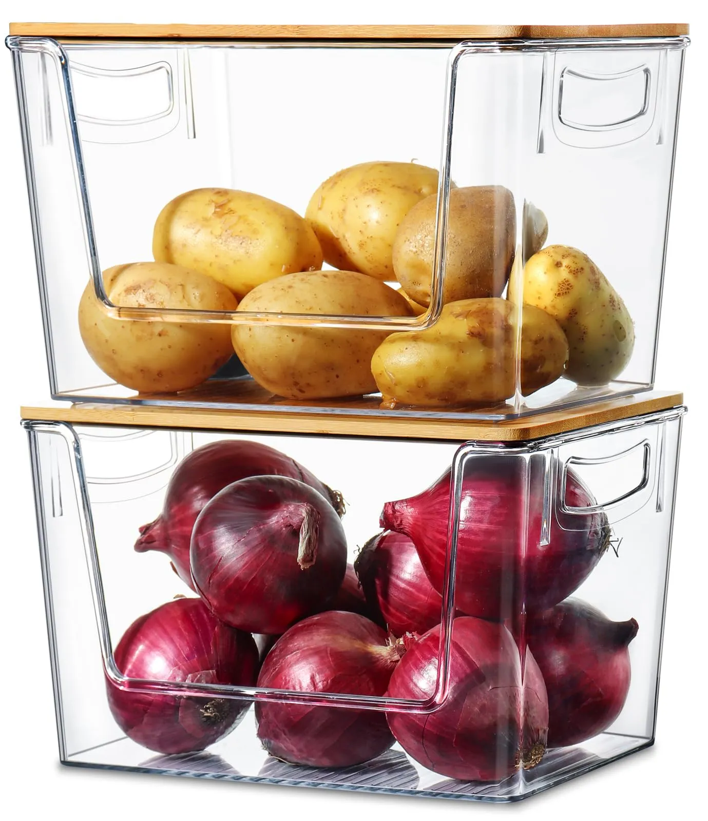 2 Set Pantry Organizer Storage Stackable Kitchen Laundry Organizers for Onion, Potato, Fruit, Produce, Vegetable