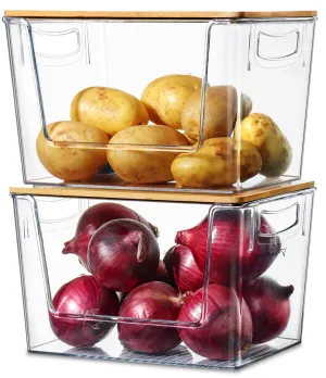 2 Set Pantry Organizer Storage Stackable Kitchen Laundry Organizers for Onion, Potato, Fruit, Produce, Vegetable