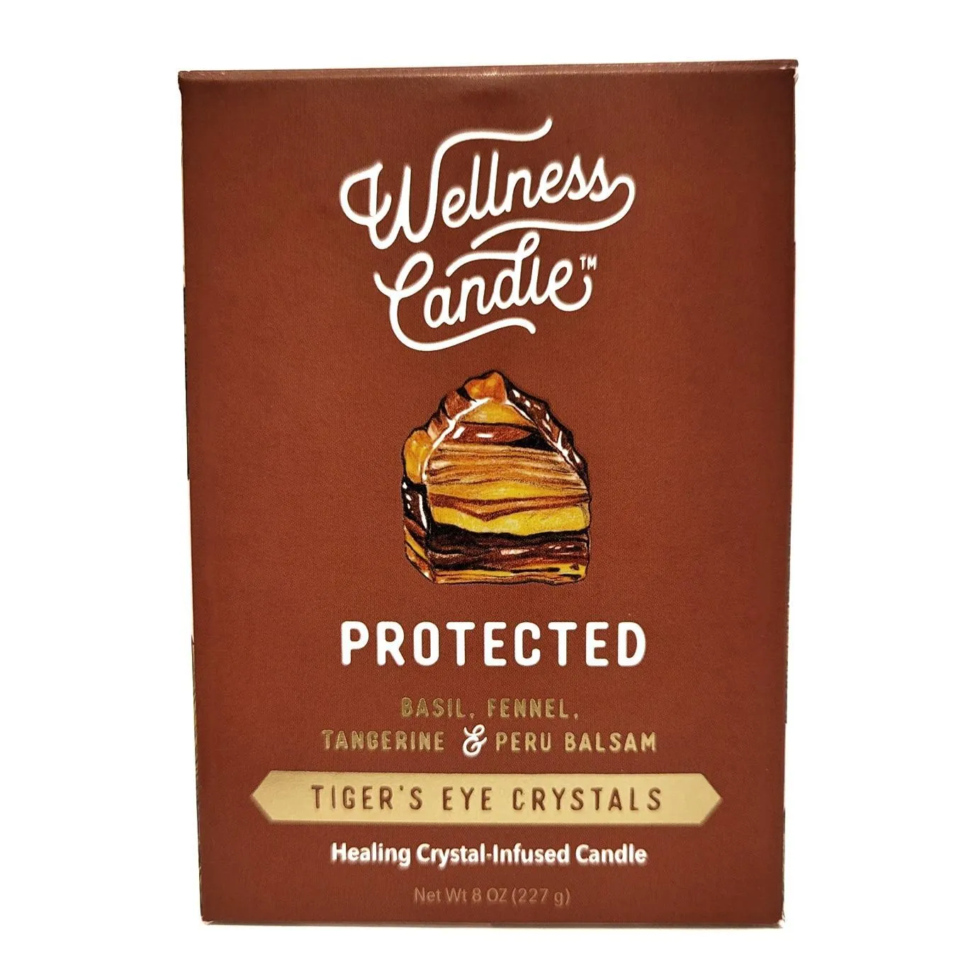 (20% Off) Candle 8oz - Tiger Eye (Protected) Clear Glass by Bee Lucia