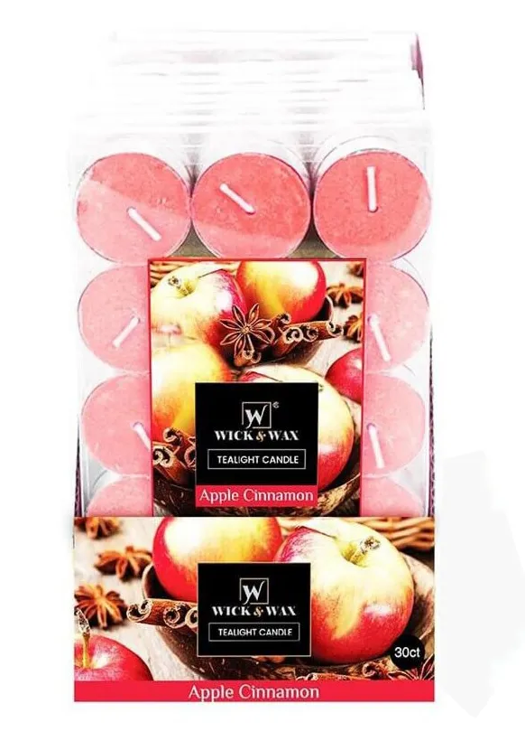 30 PCS Apple Cinnamon Tealights Candles Highly Scented Bulk 3-4 Hour Burn Time