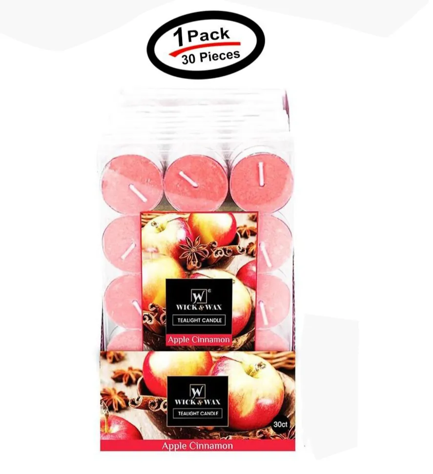 30 PCS Apple Cinnamon Tealights Candles Highly Scented Bulk 3-4 Hour Burn Time