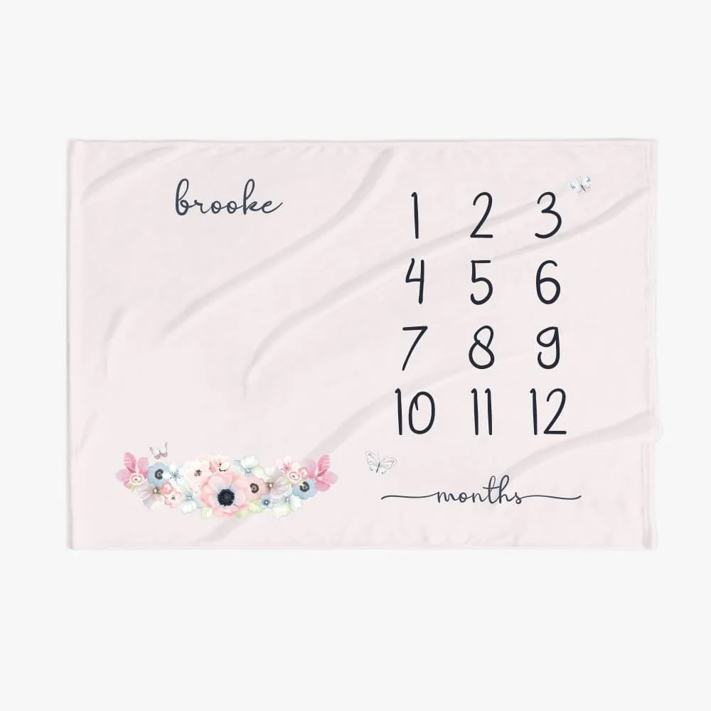 30 x 40 Personalized Name Baby Months Blanket