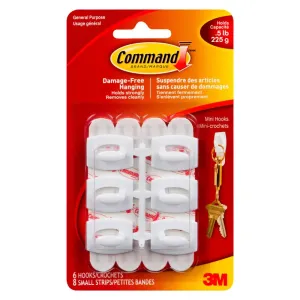 3M Command Mini Hooks 6pk
