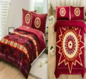3PC Star/Southwest Design Reversible Blanket Set - Queen, King