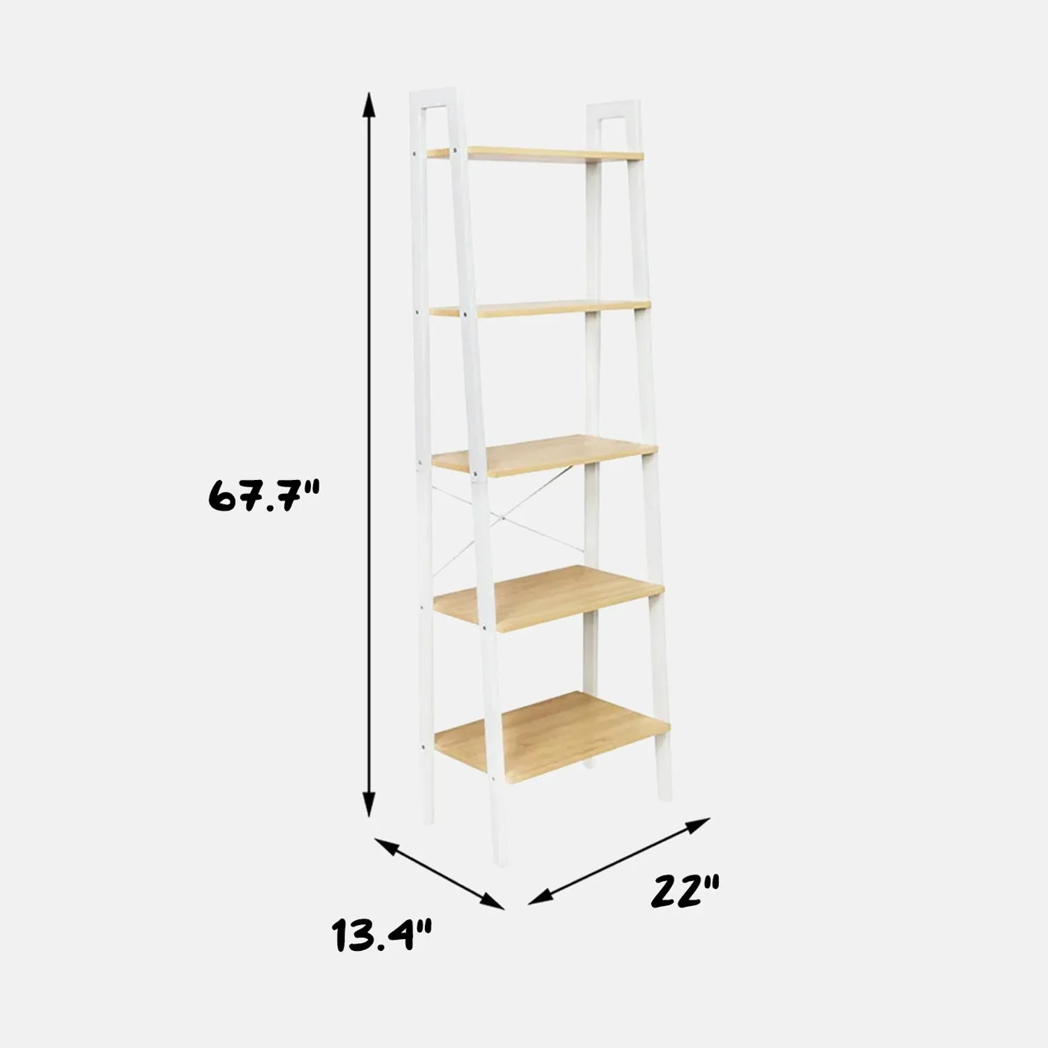 5 Tier Wood and Metal A-Frame Ladder Shelf