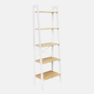 5 Tier Wood and Metal A-Frame Ladder Shelf