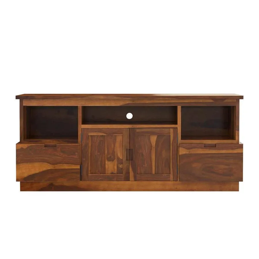 ABBA MODERN SOLID WOOD TV STAND WITH 2 DRAWERS