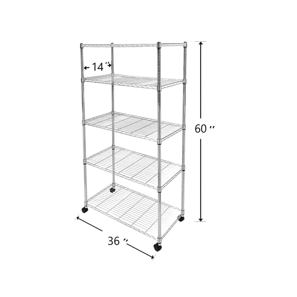 Adjustable Steel Storage Chrome Shelves 5-Tier