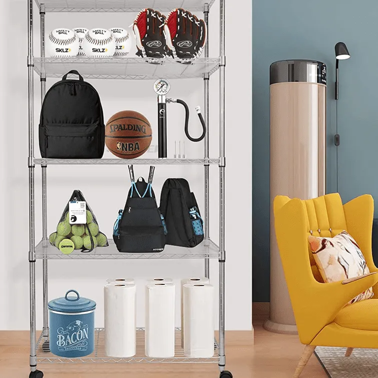 Adjustable Steel Storage Chrome Shelves 5-Tier