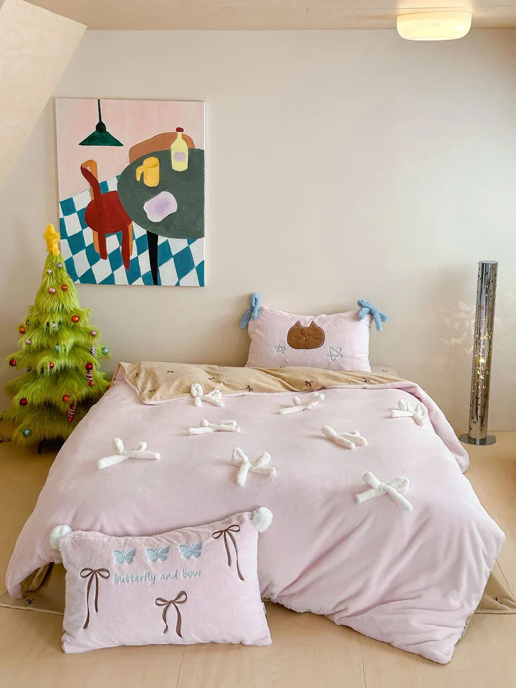 Adorable Bow Bear Velvet Bedding Bundle