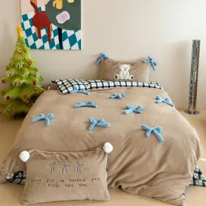 Adorable Bow Bear Velvet Bedding Bundle