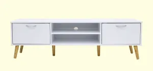 AFT TV RACK/STORAGE UNIT MAJESTIC SERIES, WHITE, 160CM x 40CM x 46CM