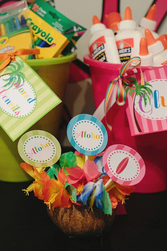 Aloha Pencil Toppers/Tags | Luau | UPRINT | Schoolgirl Style