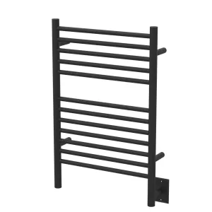 Amba ESMB Jeeves Model E Straight 12 Bar Hardwired Towel Warmer in Matte Black