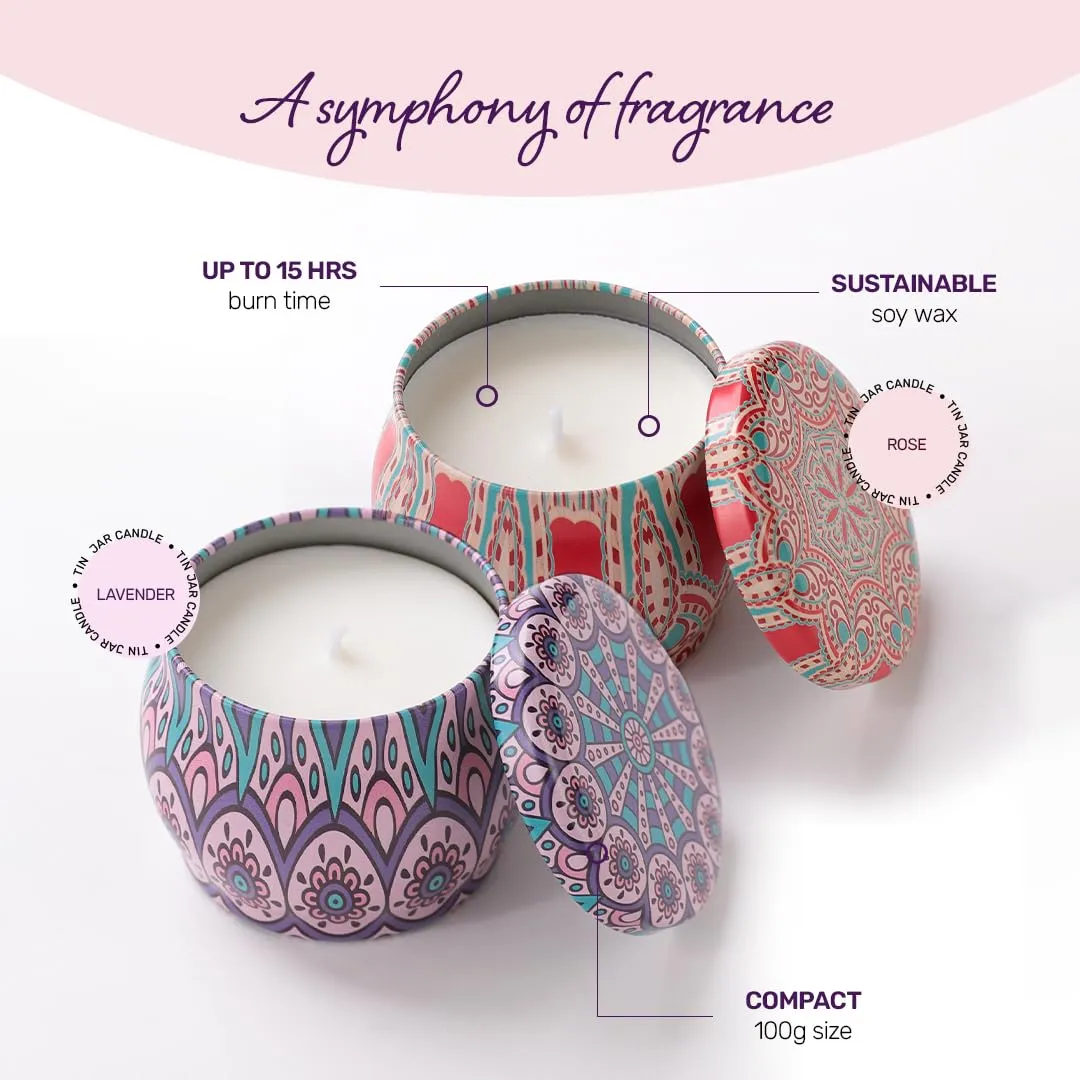 Andme Scented Candles for Home Decor | Candles for Gifting - Christmas New Year Gift Items, Birthday Gift, Rose & Lavender Combo(120 GMS Each)