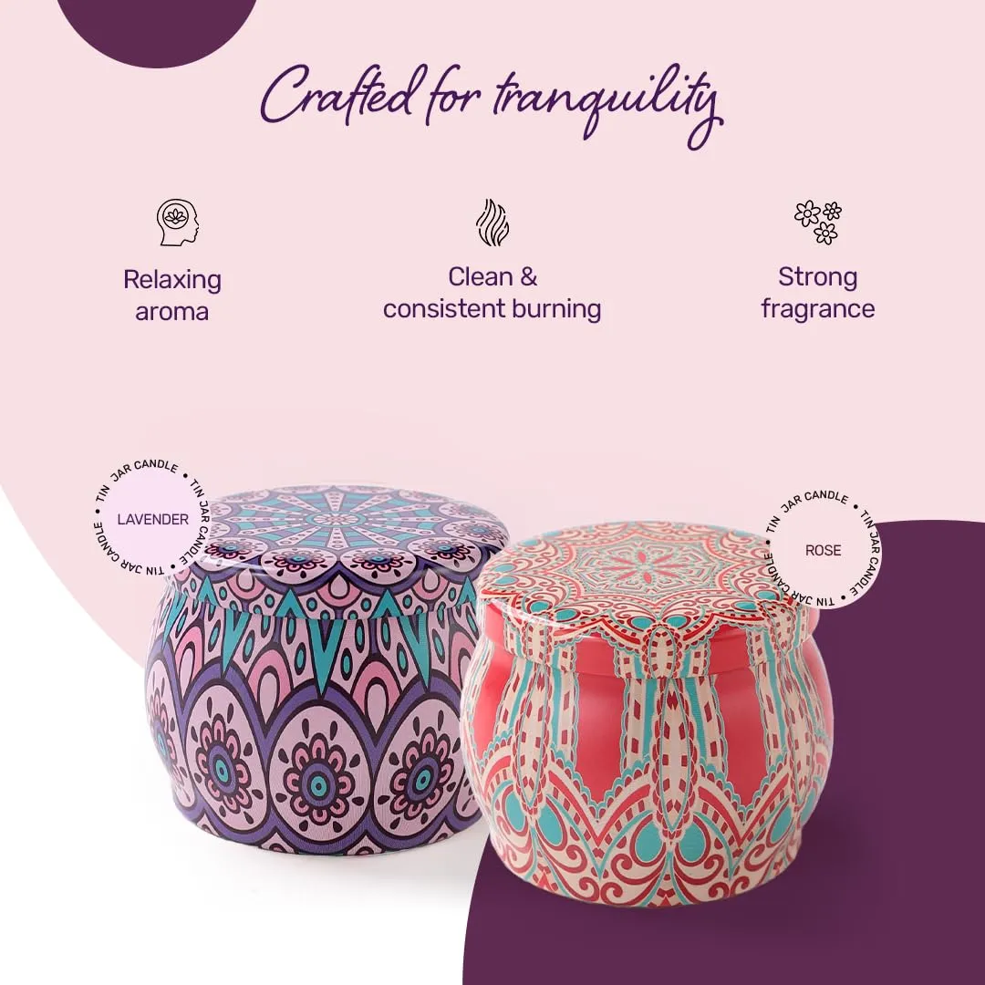 Andme Scented Candles for Home Decor | Candles for Gifting - Christmas New Year Gift Items, Birthday Gift, Rose & Lavender Combo(120 GMS Each)