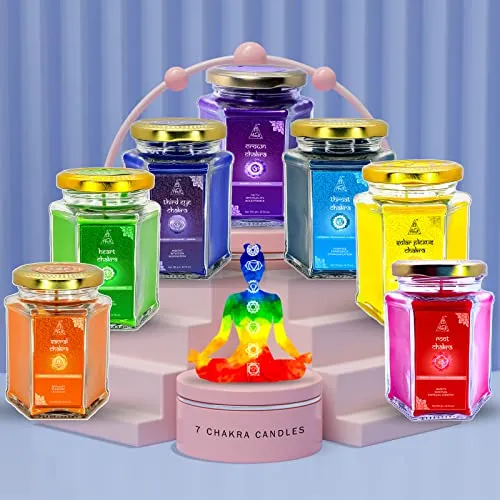 Anshil Third Eye Chakra Candle with Amethyst Crystal | Ajna Candle | Aromatherapy Candle | Chakra Candles | Meditation | Chakra Balancing (Hexa)[GET Free Surprise Gift with Every Order]