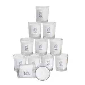 AURA Pure White Shot Glass Candles - Pack of 12