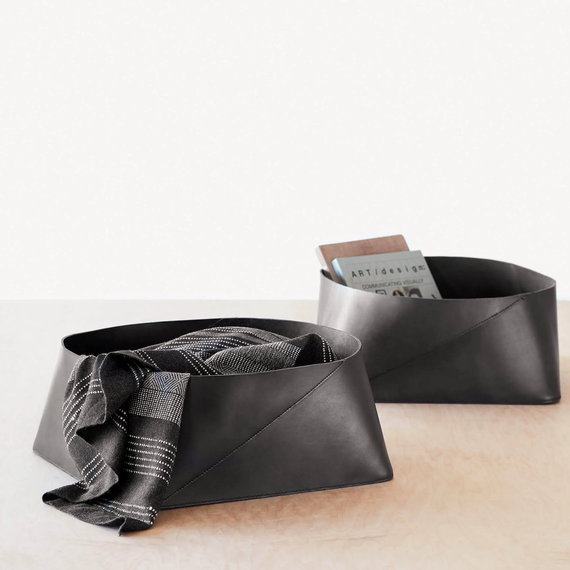 Azad Low Leather Storage Bin
