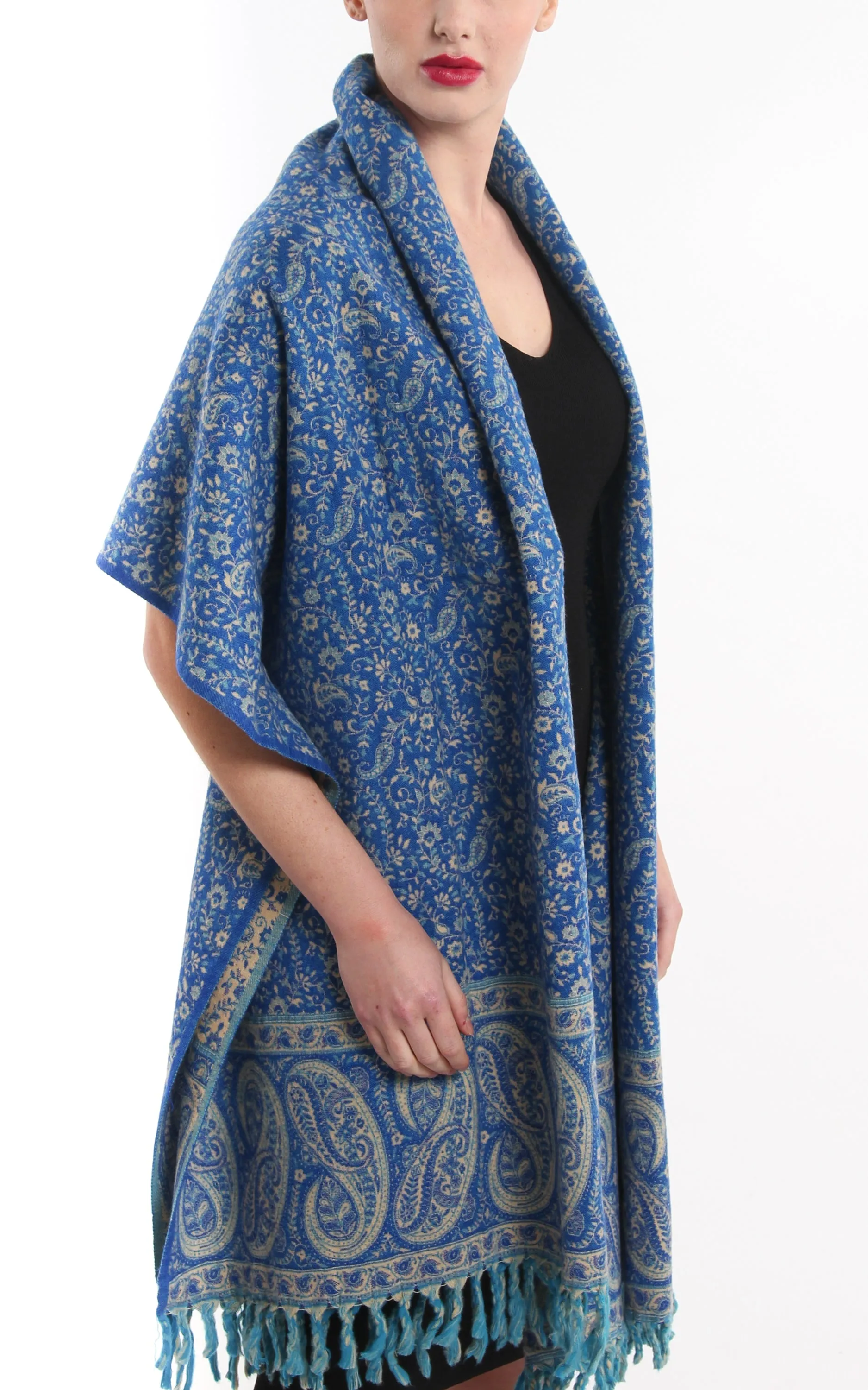 Azure Blue Tibet Shawl_TS46-A2