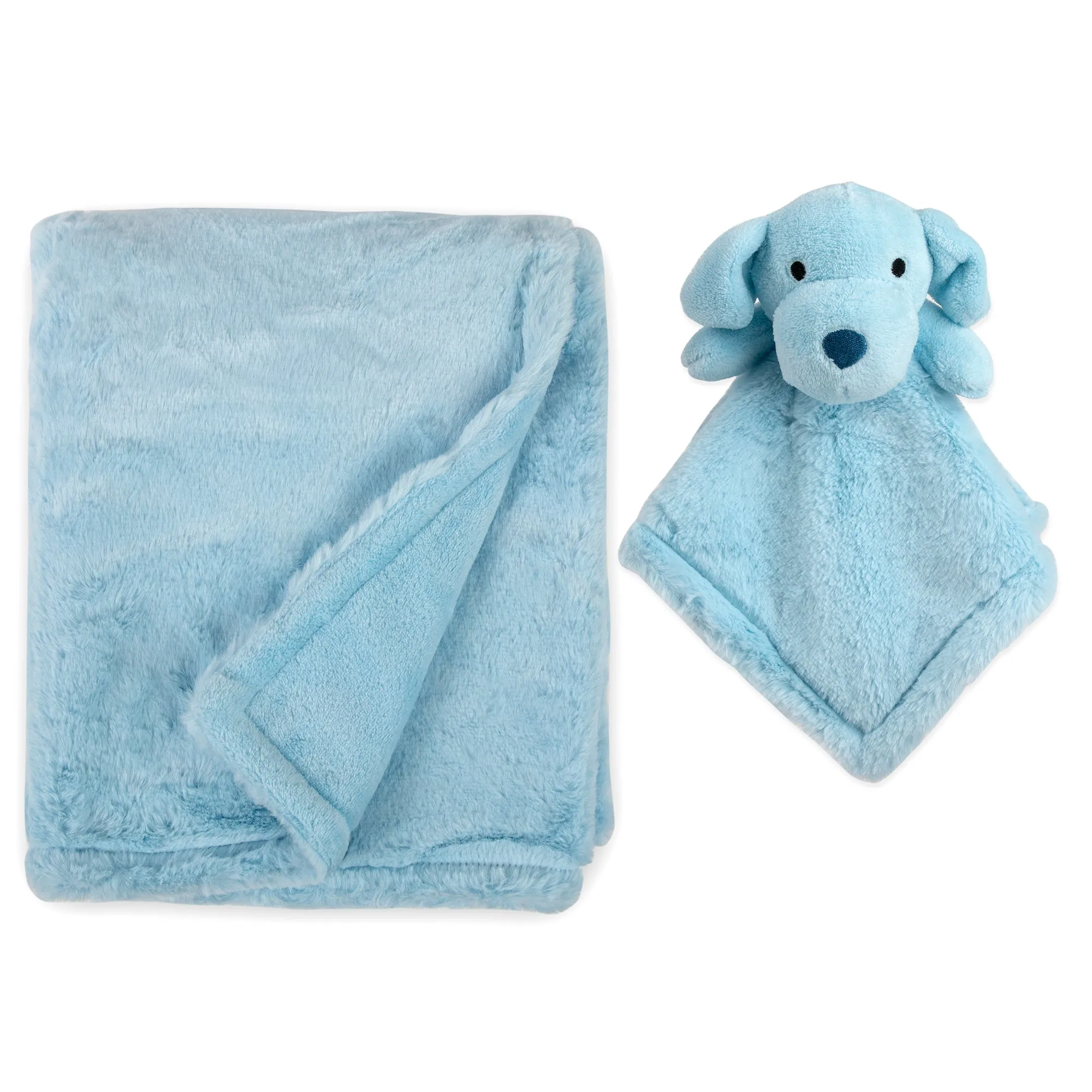 Baby 2 Piece Set Fleece Blankets 36" x 30" & Snuggler - Blue Puppy