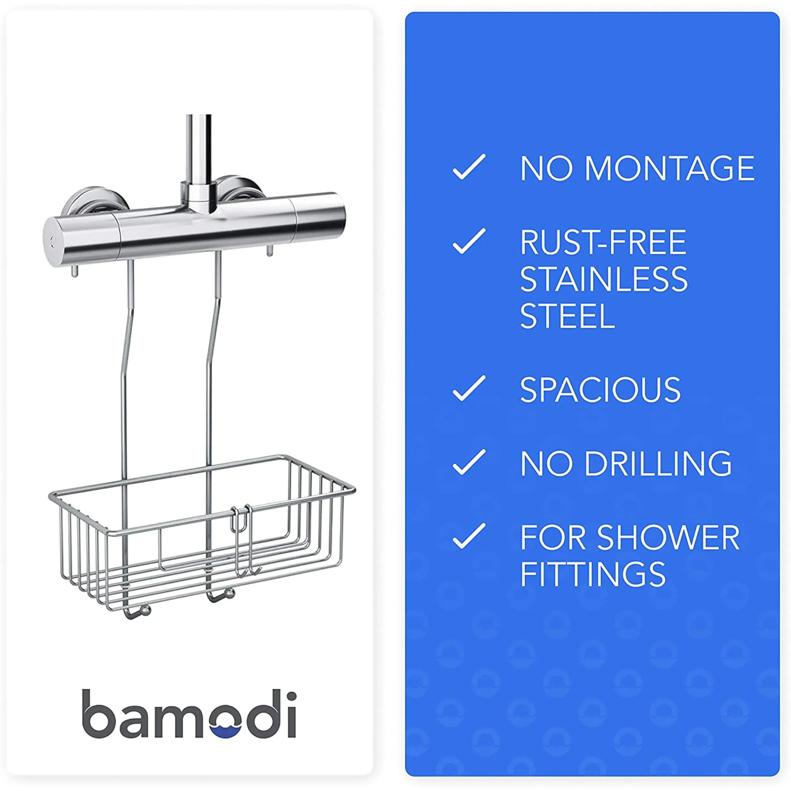 Bamodi Shower Caddy Hanging Stainless Steel Rustproof Bathroom 15.7x9.8x5 Inches