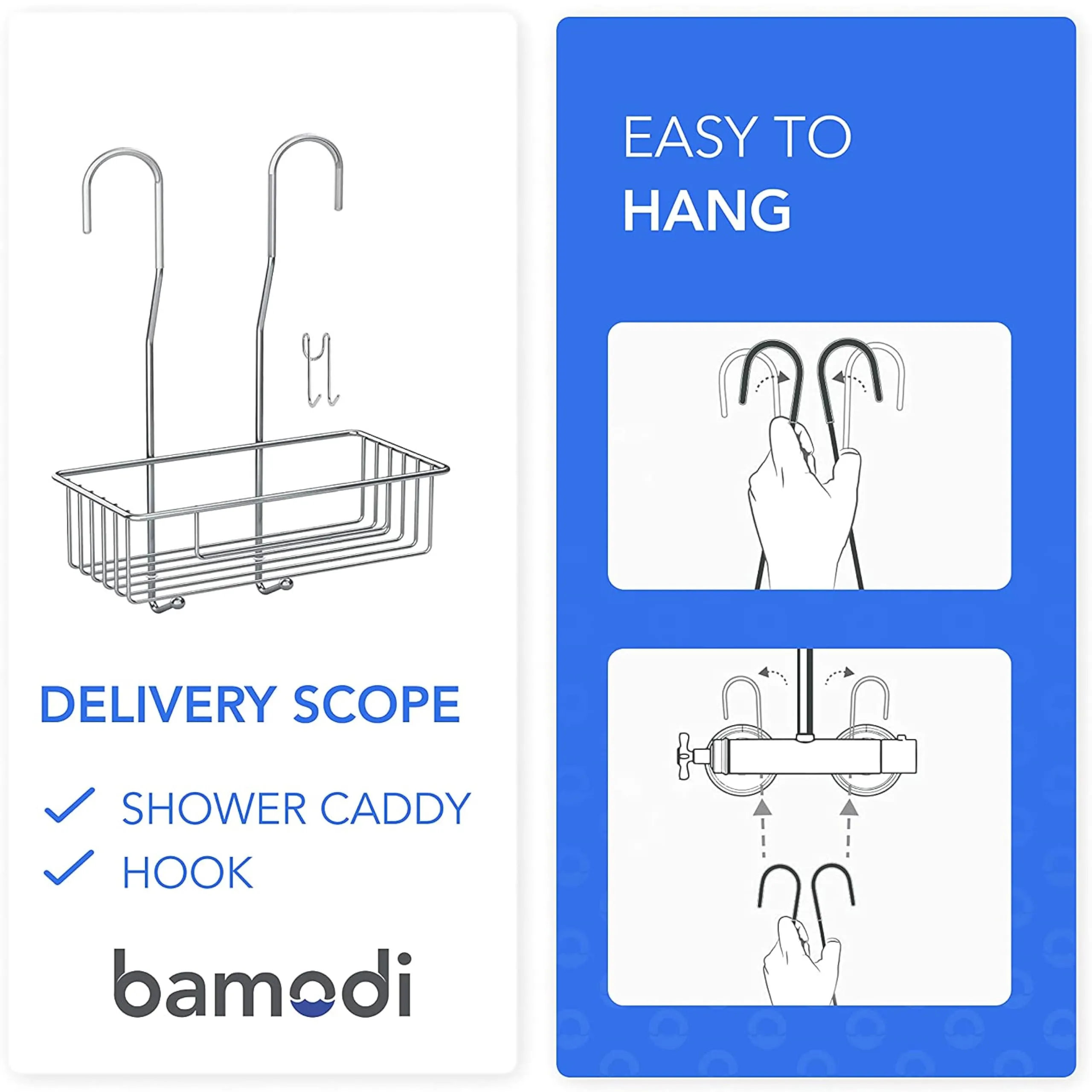 Bamodi Shower Caddy Hanging Stainless Steel Rustproof Bathroom 15.7x9.8x5 Inches