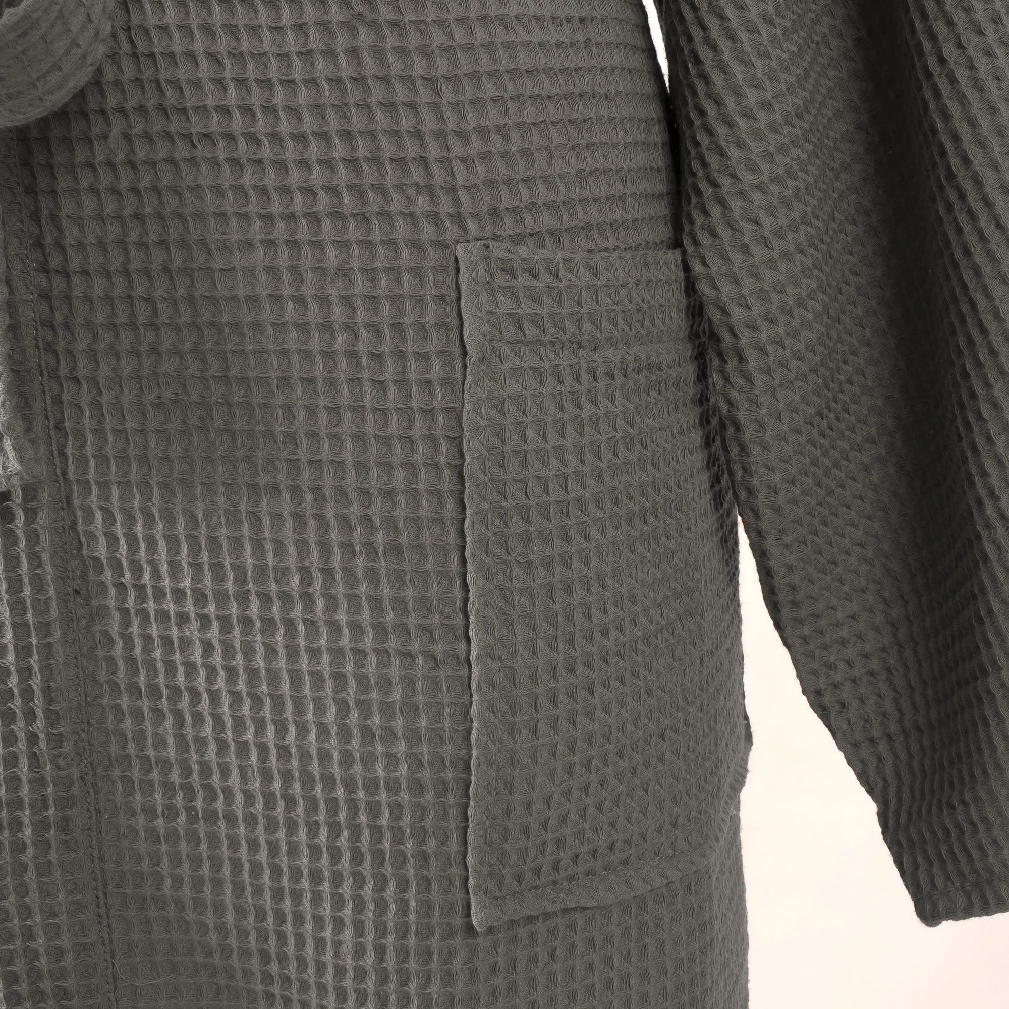 Bathrobe Solid Waffle Robe With Belt for Men and Women