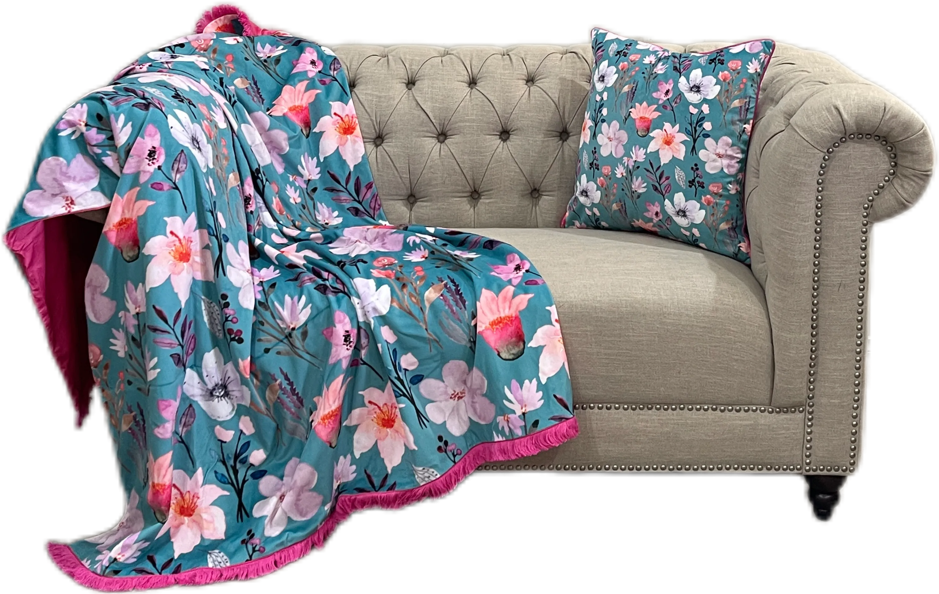 Beautiful Floral Geometrical Velvet Throw Cushion Set