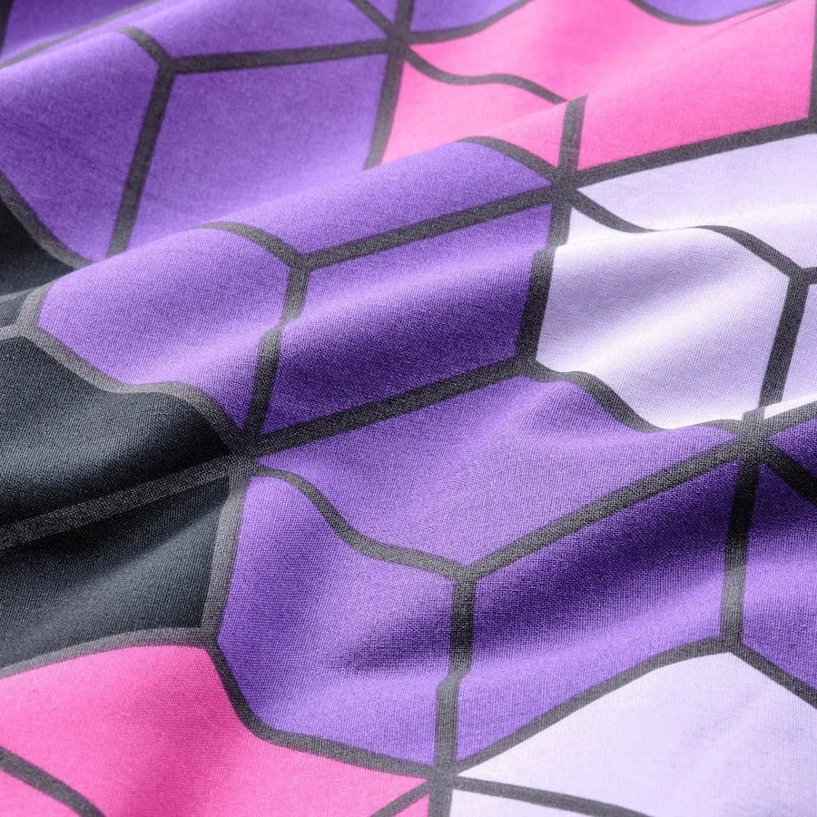 Bed linen set Ikea Blaskata Lined Sheet And Pillowcase With A Pattern, 150x200/50x60 cm purple/black