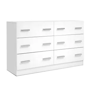 Bedroom Dresser Chest Of drawer 6 Drawers Lowboy Storage Furniture Cabinet White