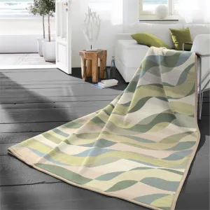 Biederlack Cotton Home Waves Grey/Green | 140x180