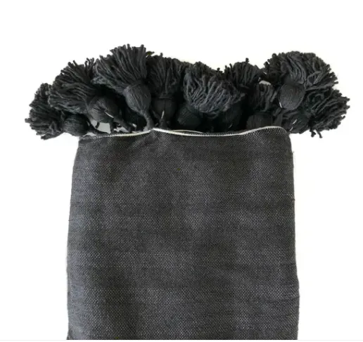 Black Tassel Throw Blanket, Two Sizes
