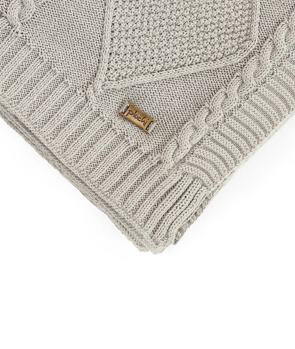 Cable Moss Throw Cool Grey Color 100% Cotton Knitted All Season AC Throw Blanket