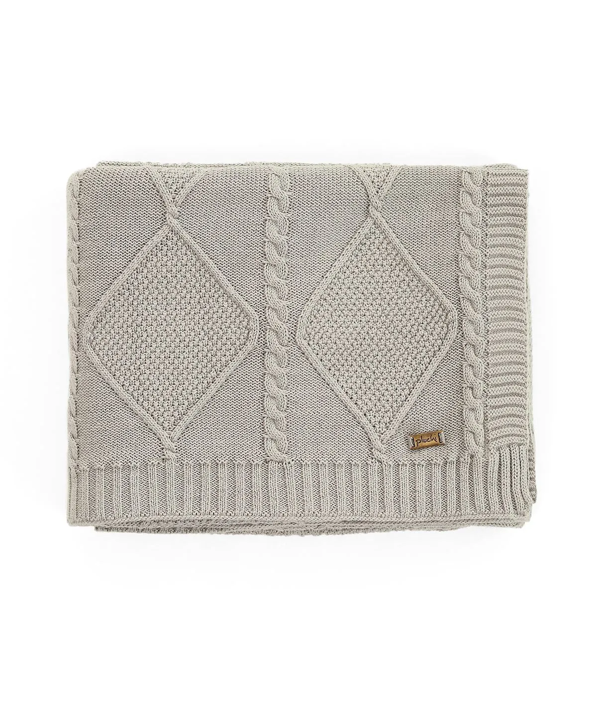 Cable Moss Throw Cool Grey Color 100% Cotton Knitted All Season AC Throw Blanket
