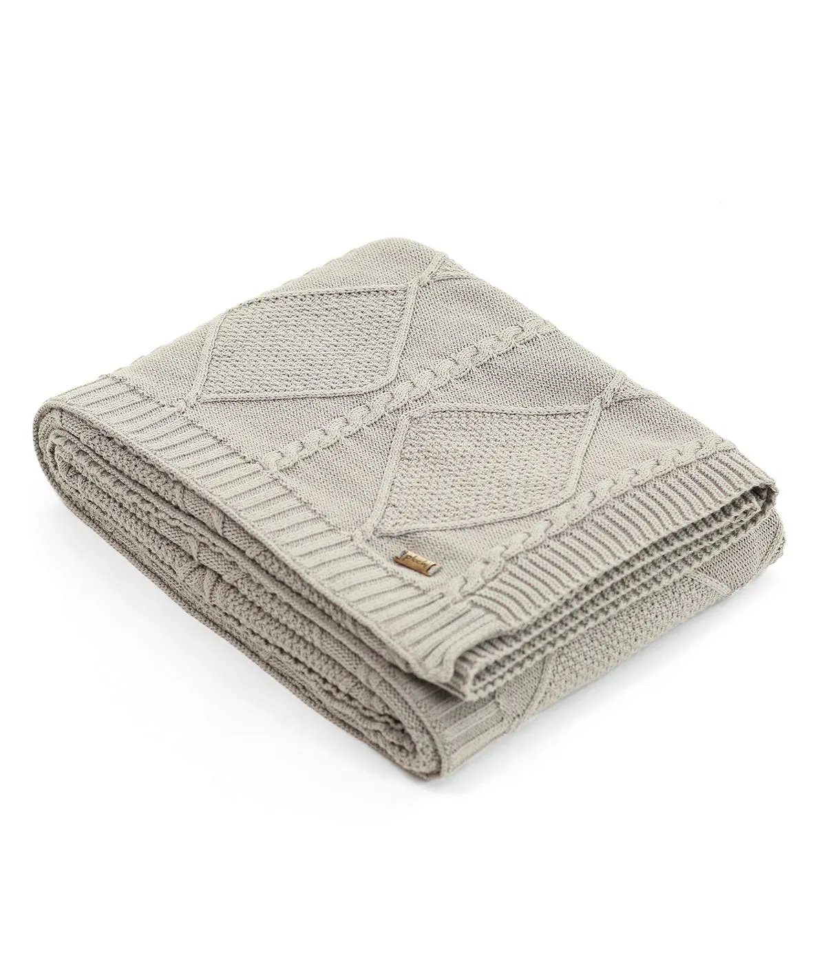 Cable Moss Throw Cool Grey Color 100% Cotton Knitted All Season AC Throw Blanket