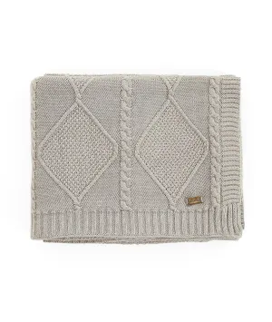Cable Moss Throw Cool Grey Color 100% Cotton Knitted All Season AC Throw Blanket