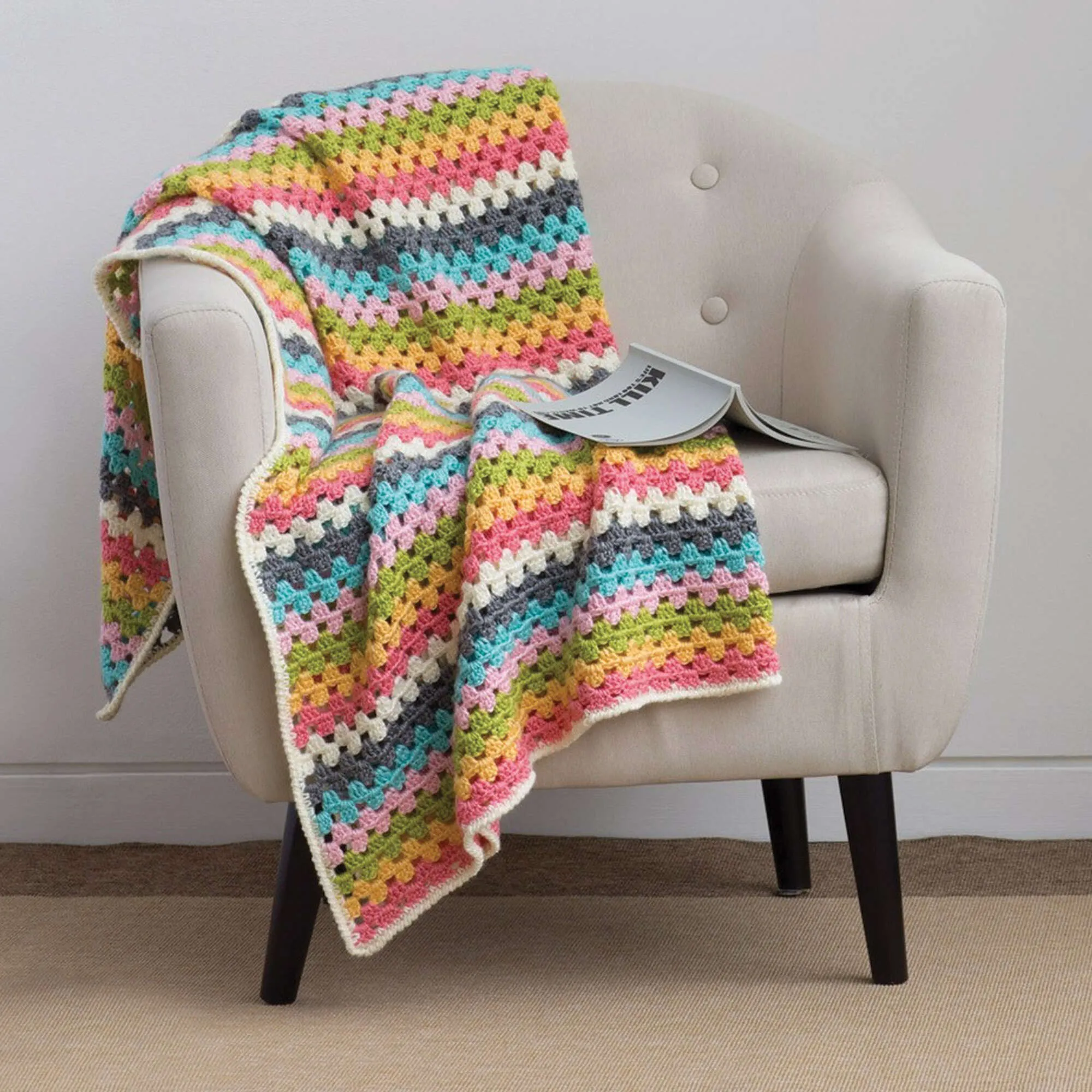 Caron Crochet Granny Stripes Afghan