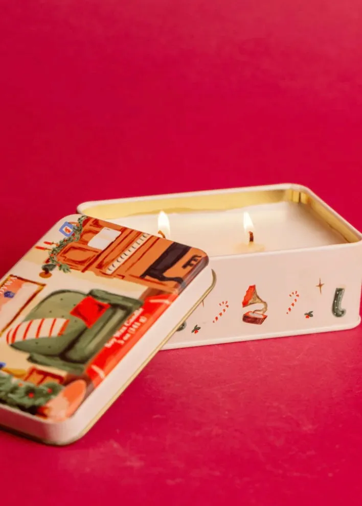 Christmas Piano Tin Candle - Pomegranate Spruce