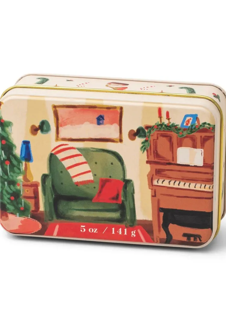 Christmas Piano Tin Candle - Pomegranate Spruce