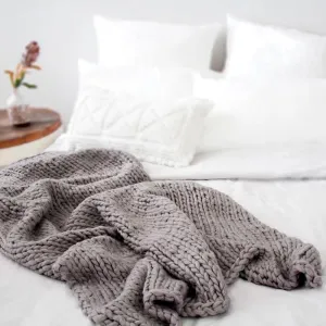 Chunky Knit Oslo Grey Throw Rug By Bambury