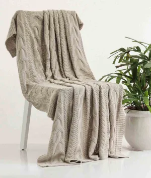 Classical Throw Pale Whisper 100% Cotton Knitted All Season AC Throw Blanket