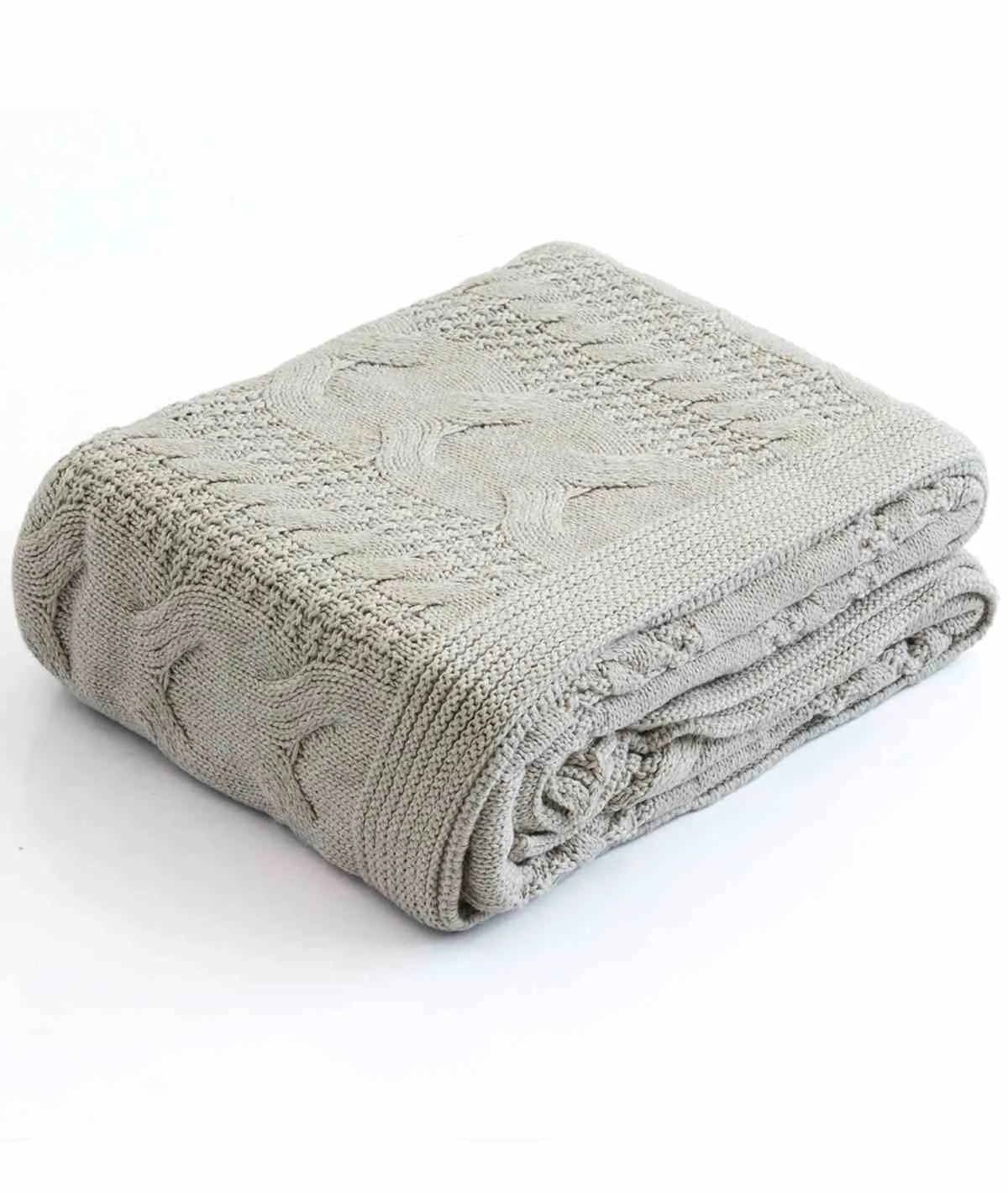 Classical Throw Pale Whisper 100% Cotton Knitted All Season AC Throw Blanket