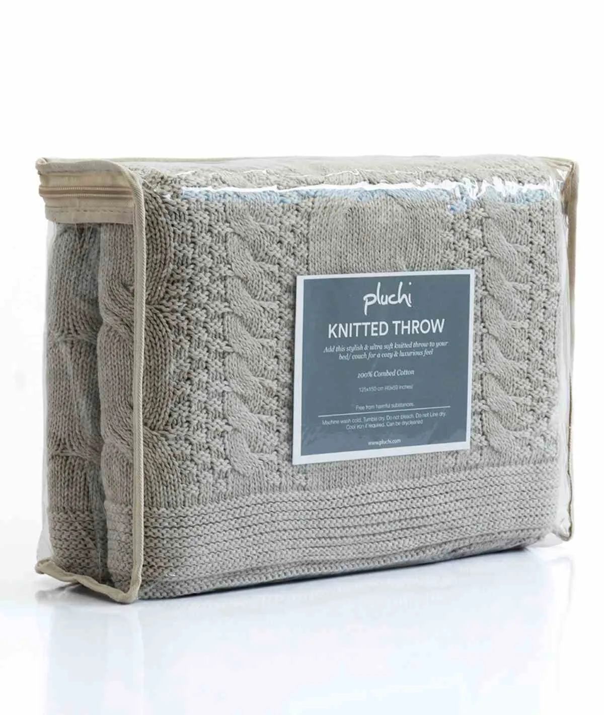 Classical Throw Pale Whisper 100% Cotton Knitted All Season AC Throw Blanket