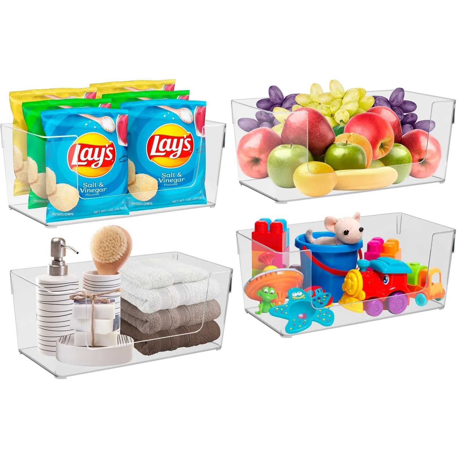 Clear Open Front Container Bin Set