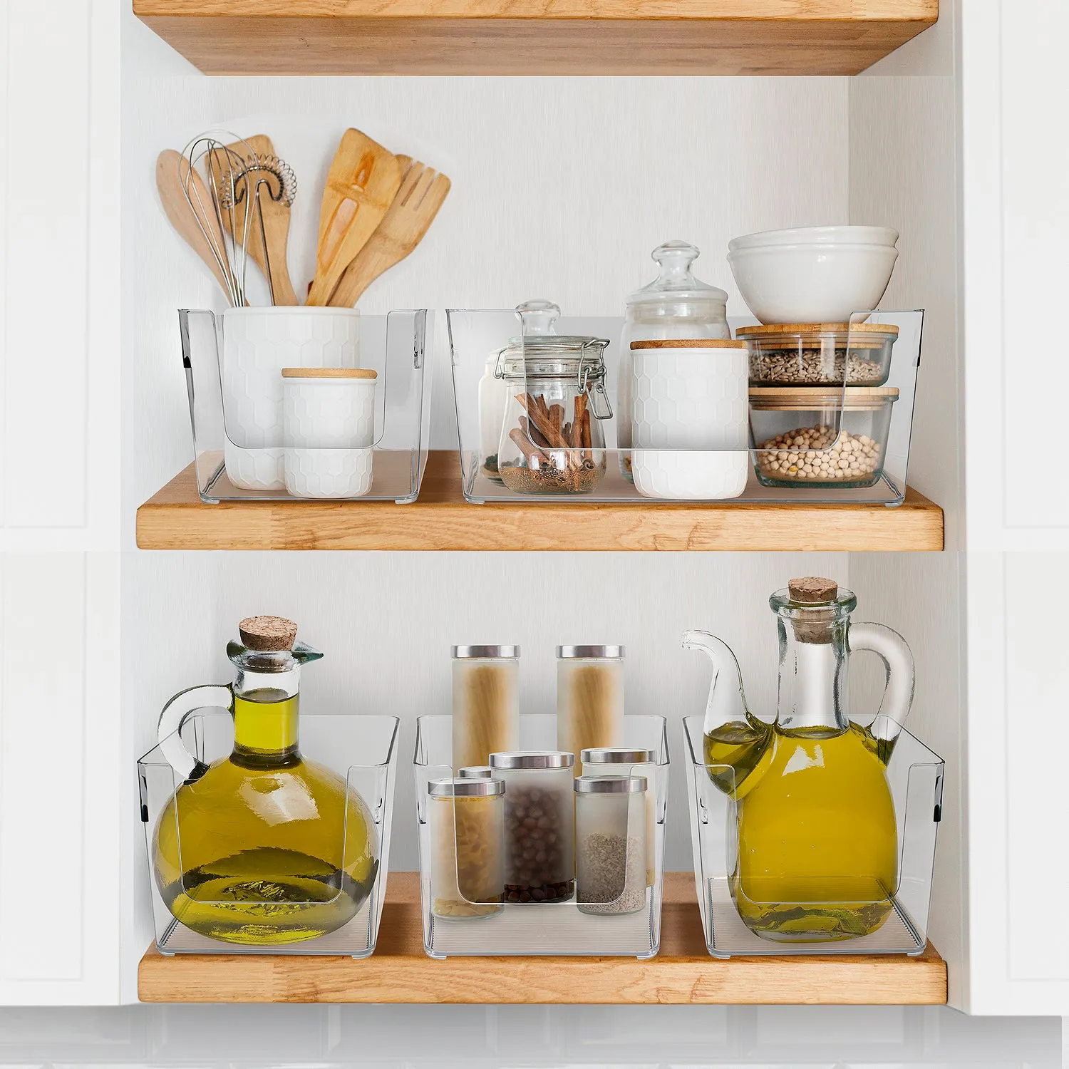Clear Open Front Container Bin Set