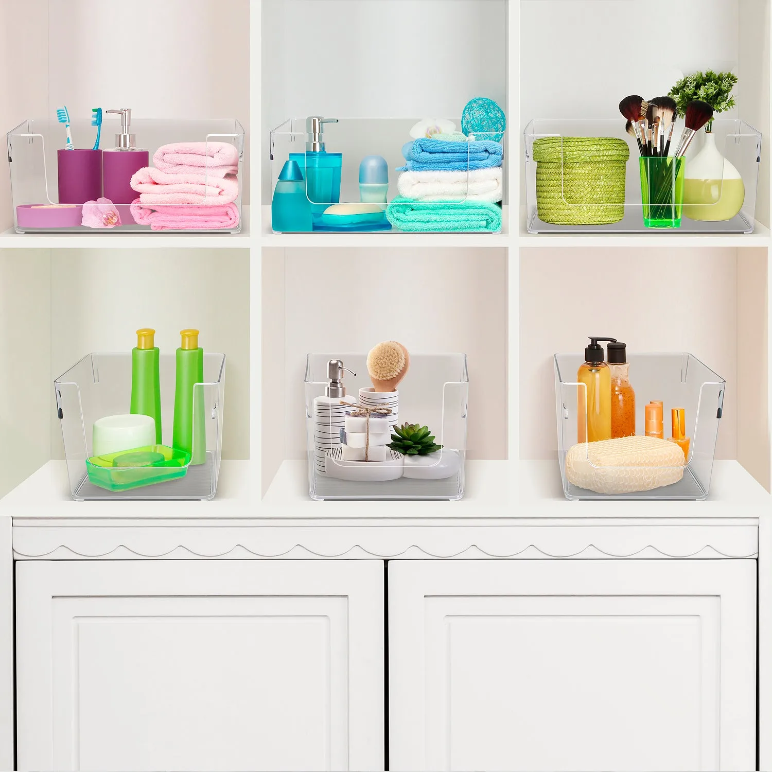 Clear Open Front Container Bins  (Mixed Set)